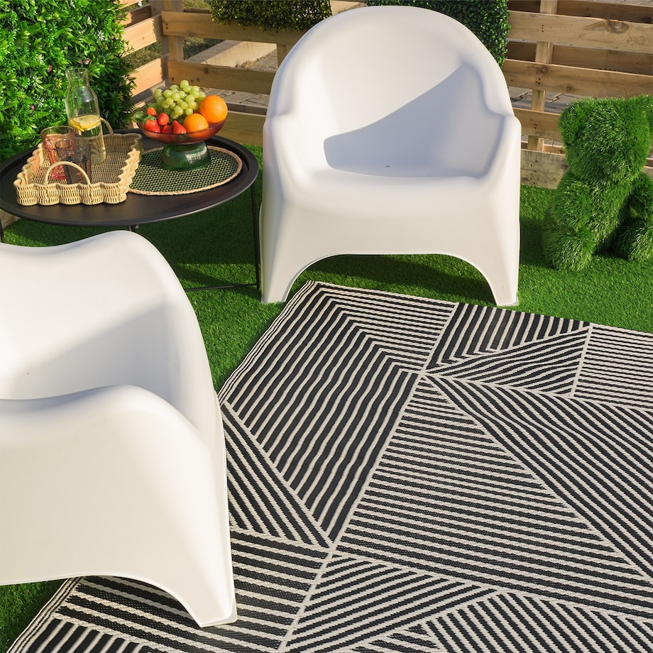 Dywan zewnętrzny tkany na płasko 120x170 cm e-floor geometryczny czarny