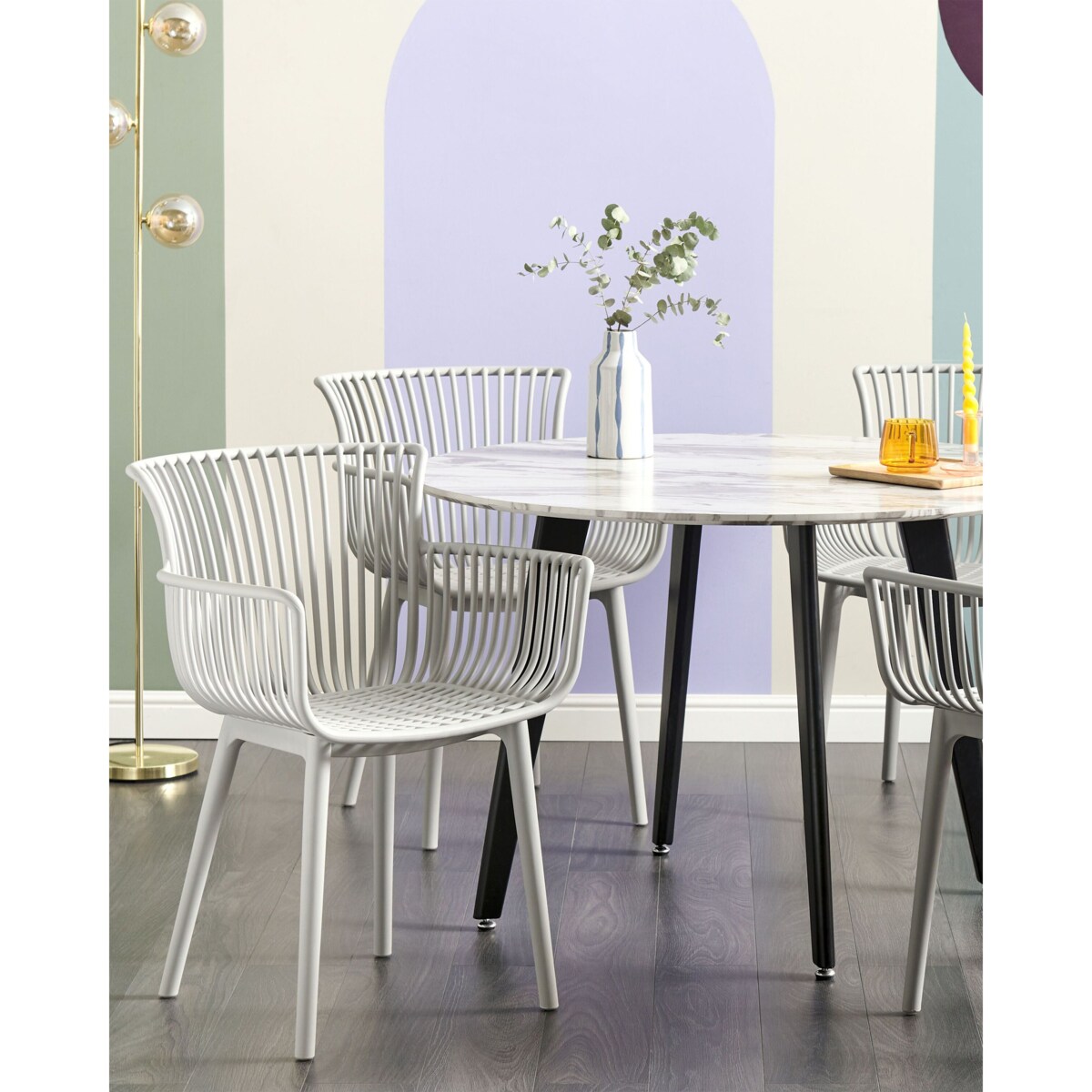 Zestaw 4 krzeseł do jadalni jasnoszary PESARO