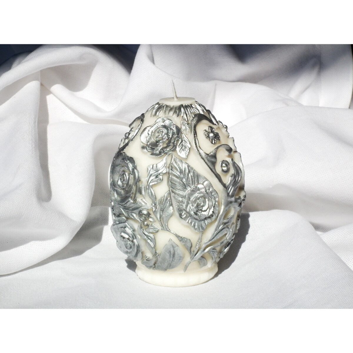 jajo srebrne kwiaty świeca sojowa