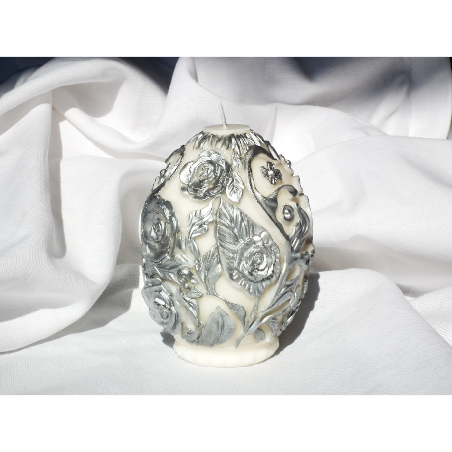 jajo srebrne kwiaty świeca sojowa