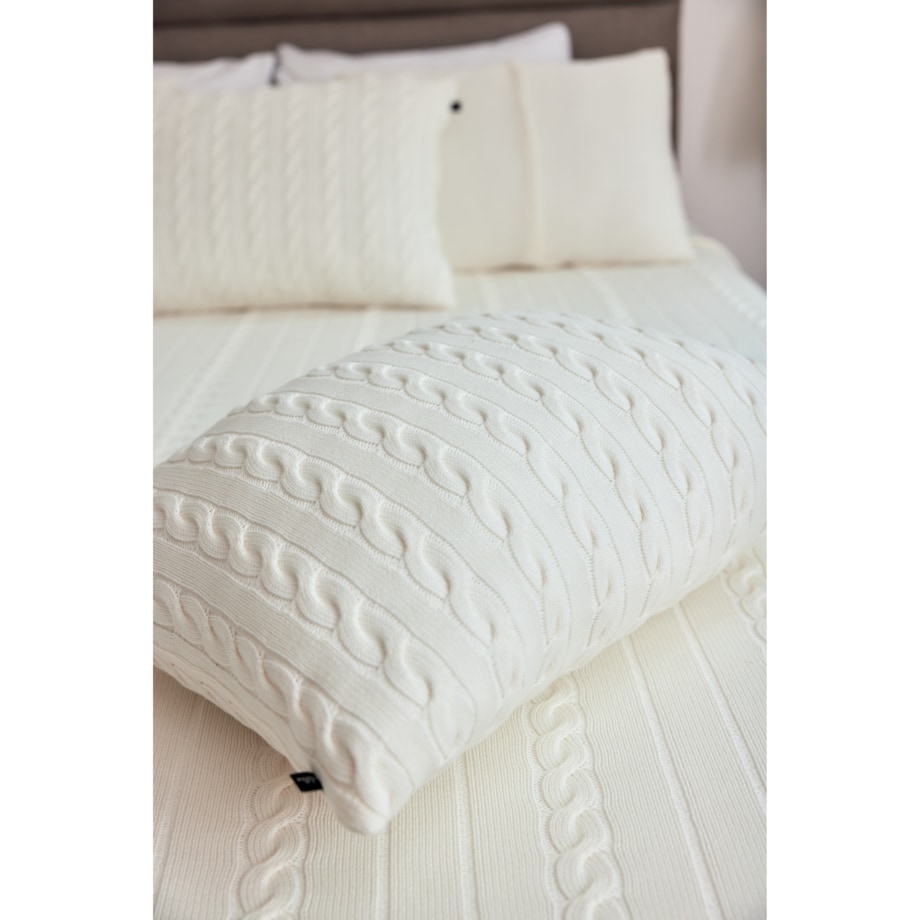 Poszewka warkocz podłużna off white, 40 x 60 cm, La Manta