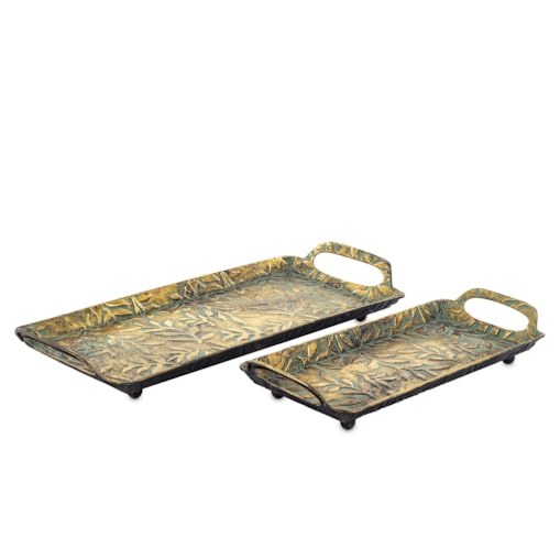 Taca ozdobna 2 szt. 59x25,5x7,5 cm i 46x20x5 cm RICO-2 zielono-złota