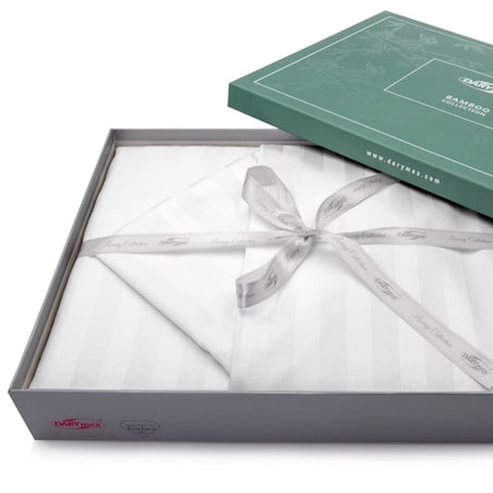 Pościel bambusowa satyna bawełniana 220x200 Bamboo paski, biała