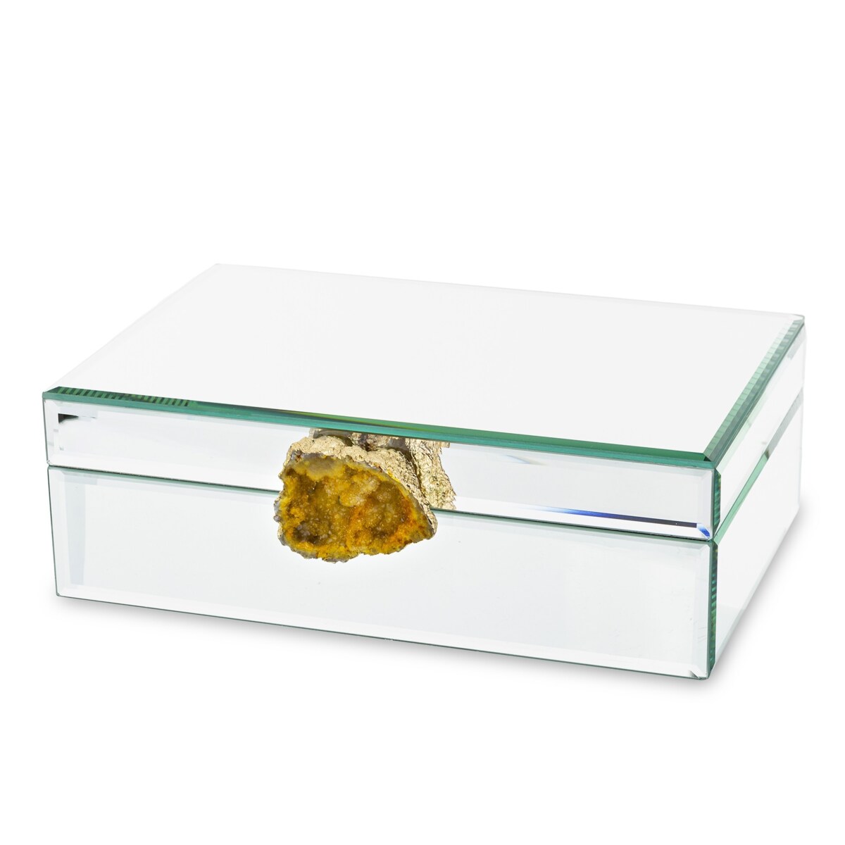 Szkatułka szklana z ozdobnym kamieniem 8x24,5x16,5 cm