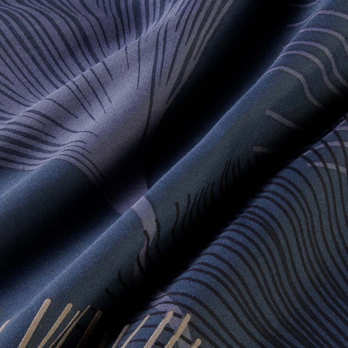 Pościel satyna bawełniana 160x200 Lunavia liście miłorzębu na niebieskim tle, Satynlove