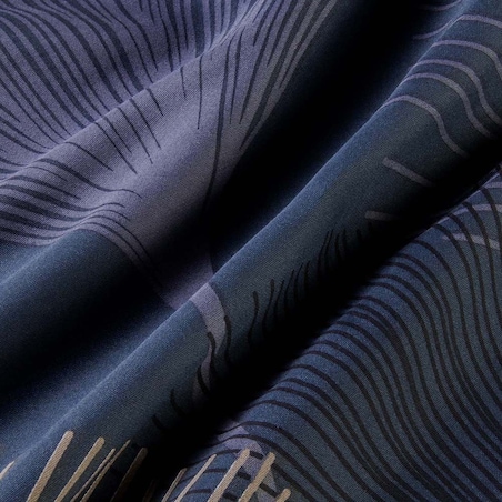 Pościel satyna bawełniana 160x200 Lunavia liście miłorzębu na niebieskim tle, Satynlove