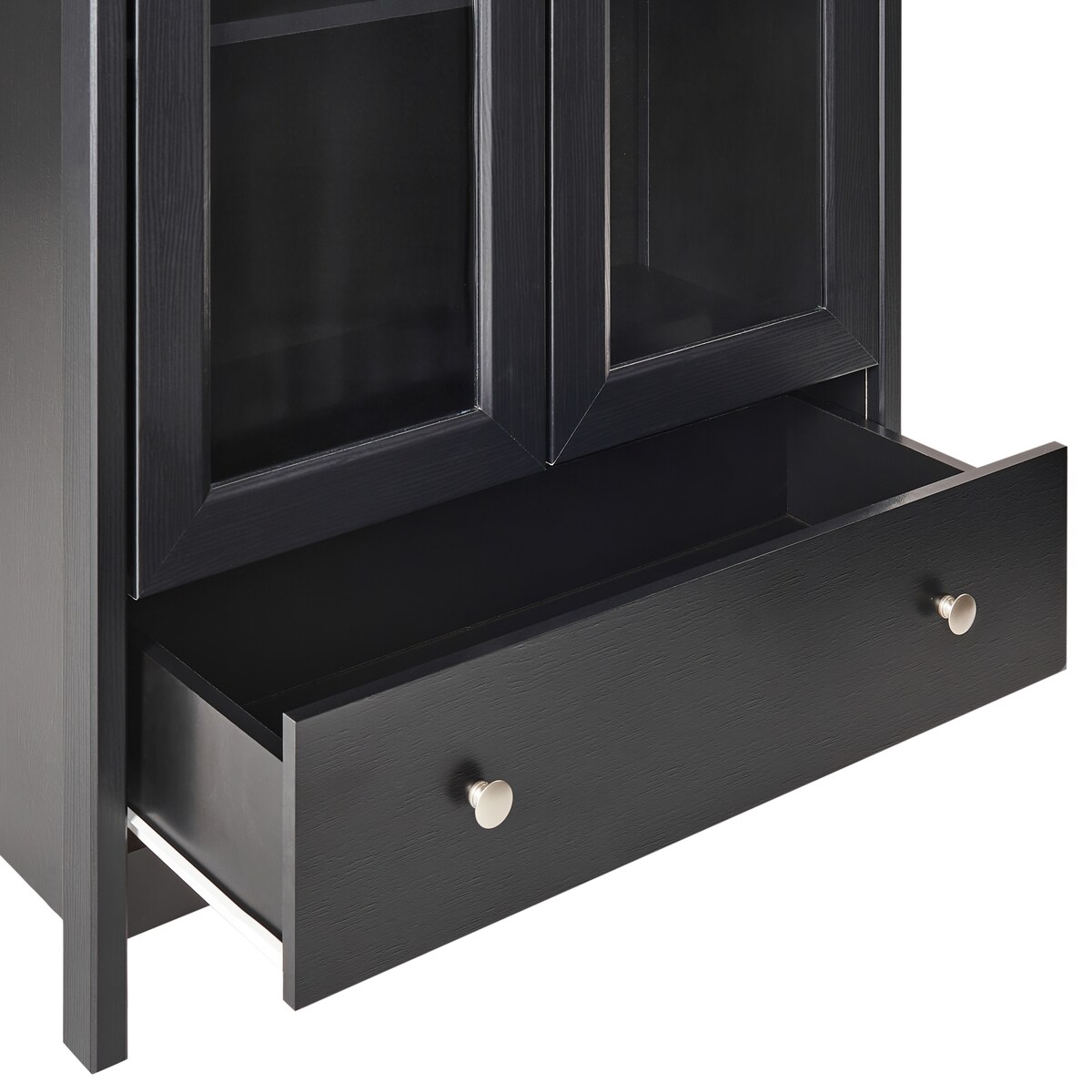 Witryna ze szklaną gablotą NORNALUP 80 cm Czarny