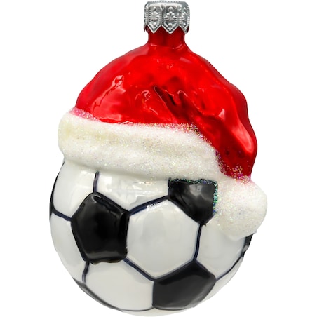 Bombka choinkowa ręcznie malowana: Piłka w czapce Mikołaja