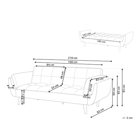 Sofa rozkładana welurowa czarna ASBY