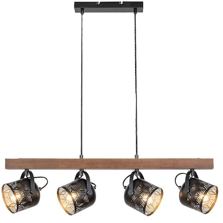 Drewniana lampa wisząca Rotem 3300 belka do kuchni nad wyspę czarna