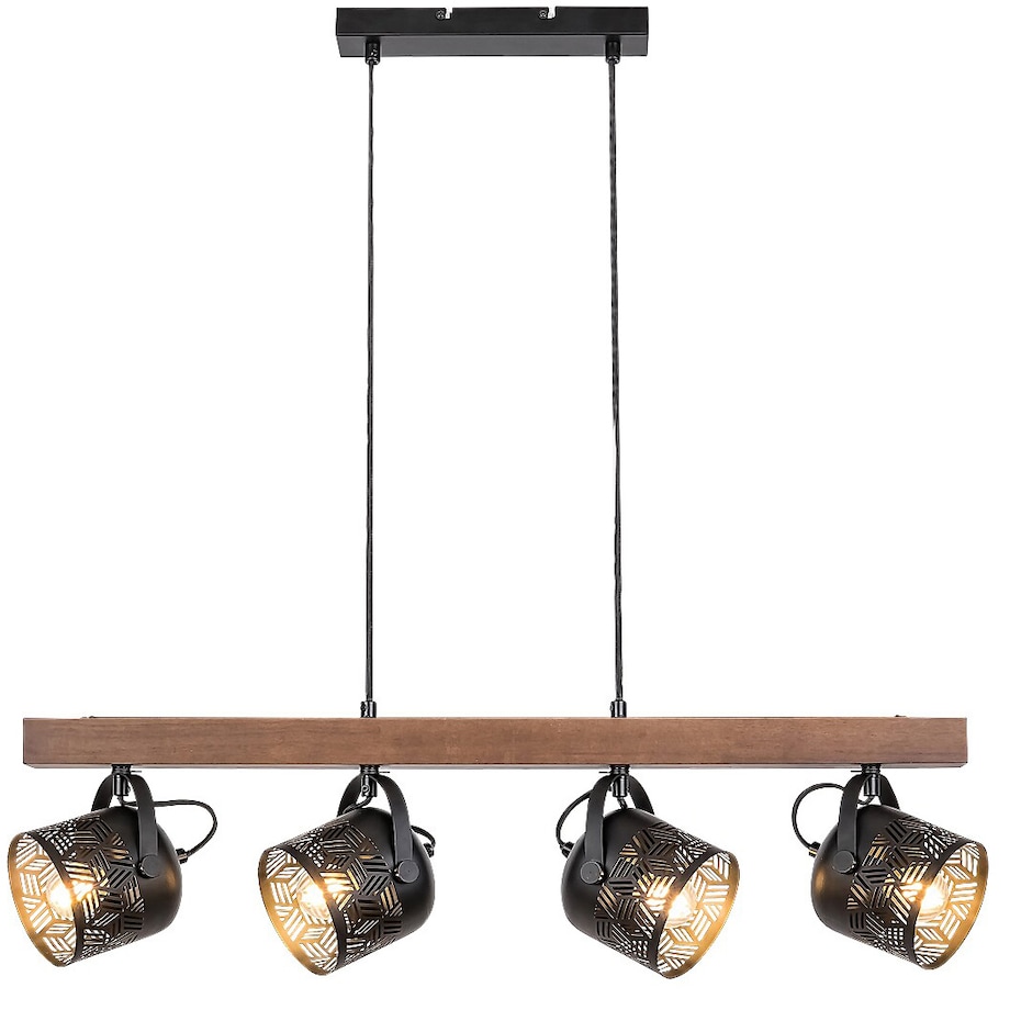 Drewniana lampa wisząca Rotem 3300 belka do kuchni nad wyspę czarna