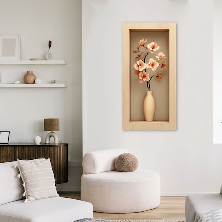 Obraz na płótnie do salonu kuchni, Kwiaty w wazonie we wnęce 3d 50x100