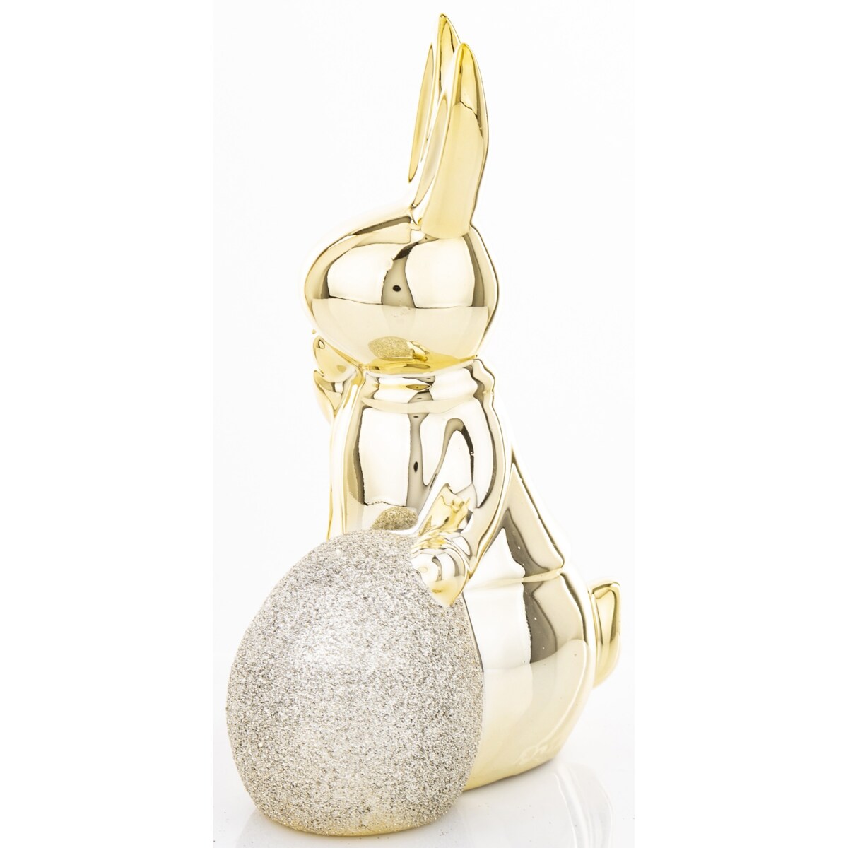 Dekoracja - złoty królik z jajkiem 18x10x11 cm