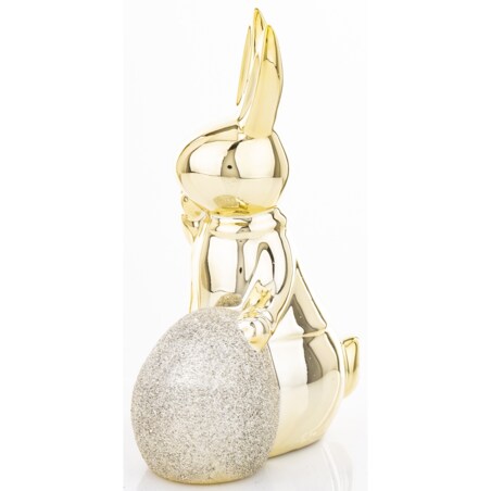 Dekoracja - złoty królik z jajkiem 18x10x11 cm