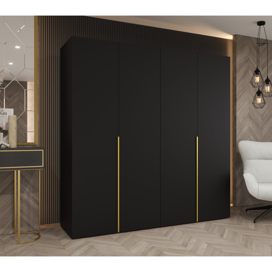Szafa uchylna otwierana ALICANTE 1 200 wys. 202 cm Czarny + u. Złoty