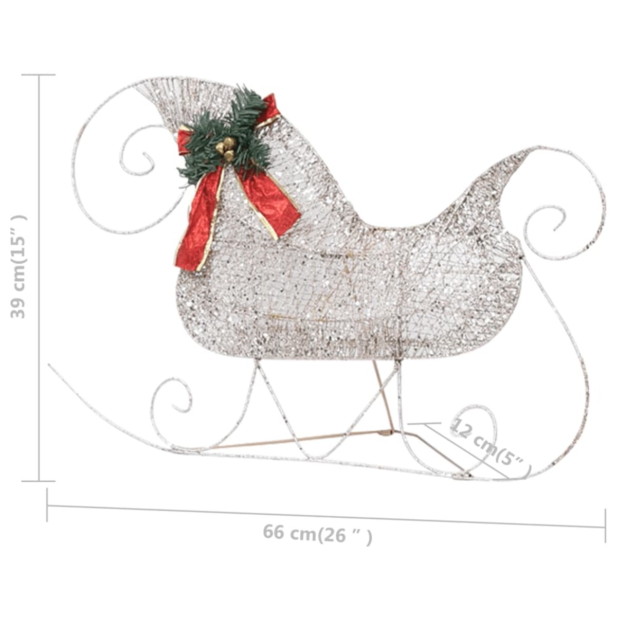 vidaXL Świąteczna dekoracja, renifery z saniami, 100 diod LED, złota