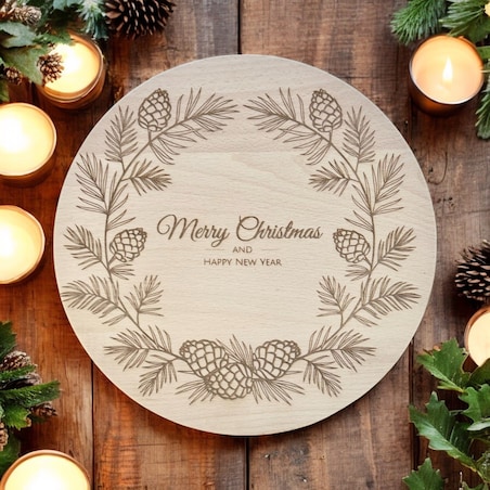 Drewniana deska świąteczna do serwowania ⌀ 25 cm