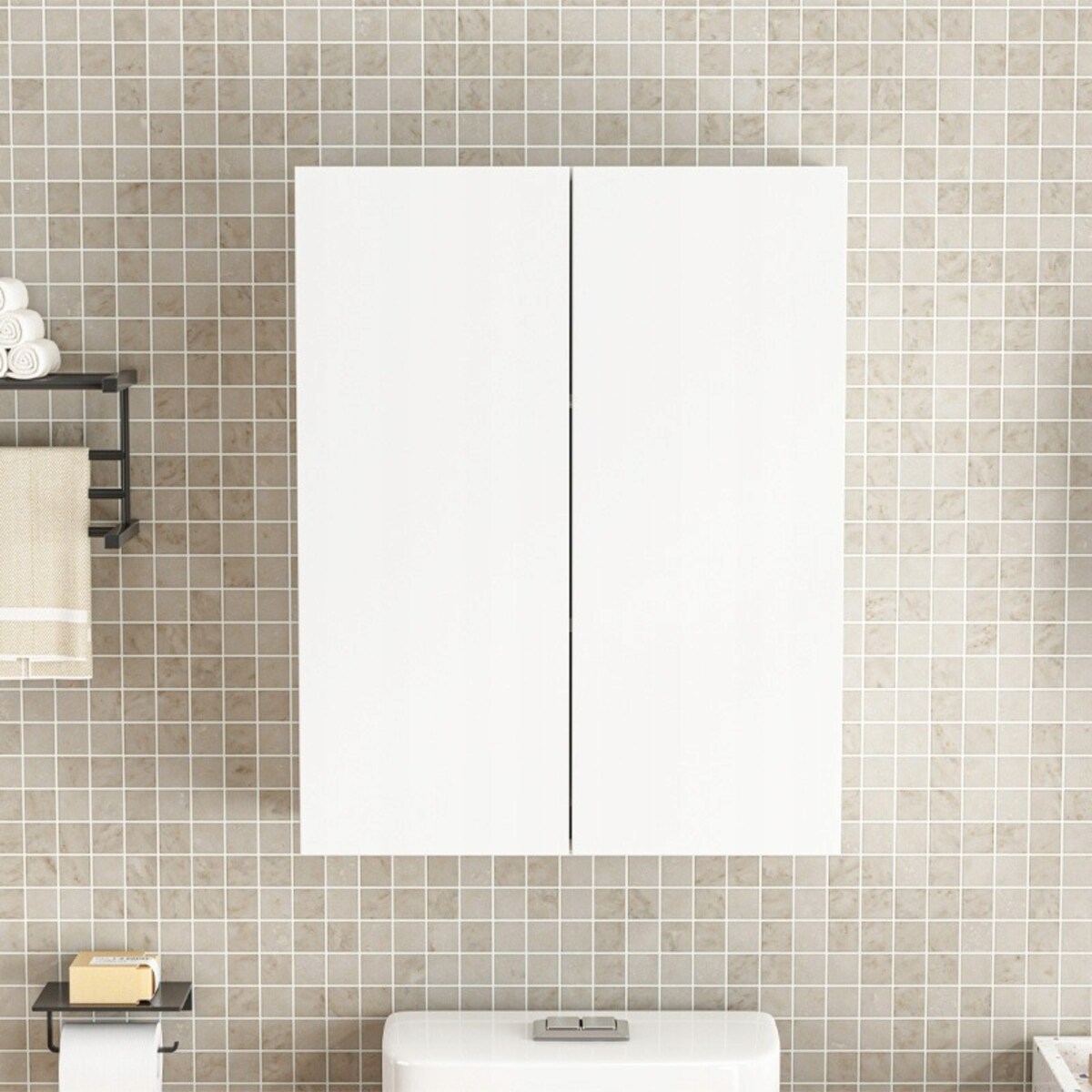 Szafka łazienkowa wisząca biała 2-drzwiowa nowoczesna ścienna 3 półki 60 cm