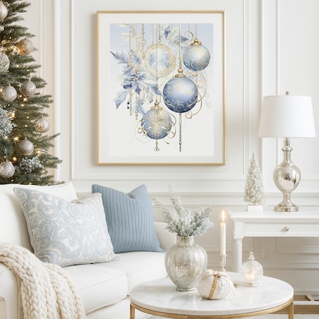 Plakat niebieskie bombki 50cm x 70cm