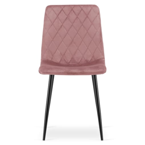 Krzesło Turin aksamitne welurowe - Różowy Aksamit / Nogi Czarne