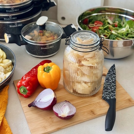 4x Słoik szklany pojemnik na jedzenie makaron grzyby ciastka 1,9 L KLIPS