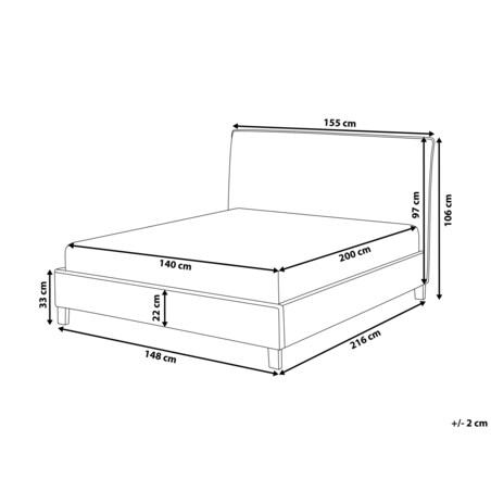 Łóżko tapicerowane 140 x 200 cm szare SENNEZ