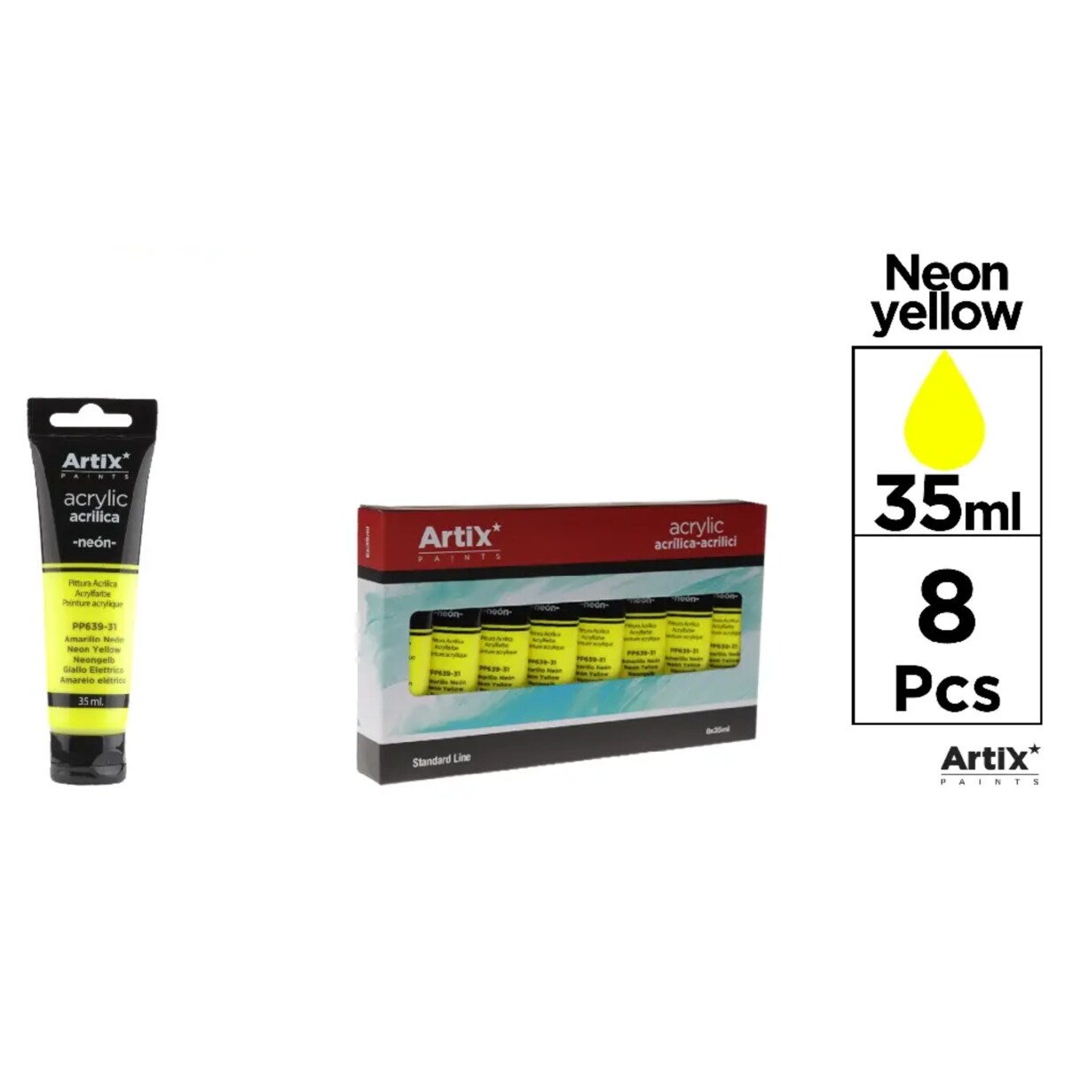 farba akrylowa neon yellow artix pp639-31, 35 ml
