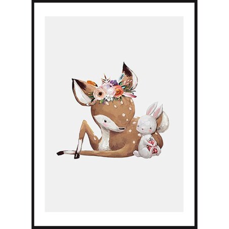 Poster Story, Plakat, Obraz - Zajączek i Sarenka, wymiary 60 x 84 cm