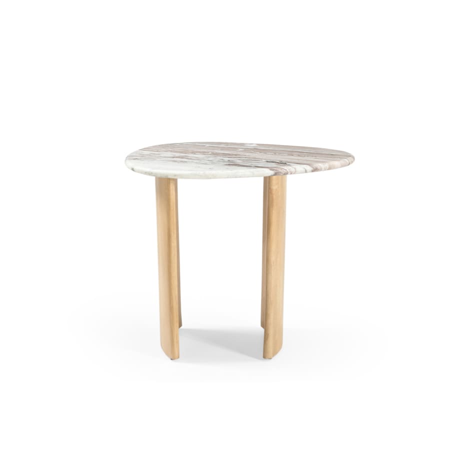 Stolik pomocniczy Lecce 60 × 45 - Szary Marmur & Jasny Dąb Mango