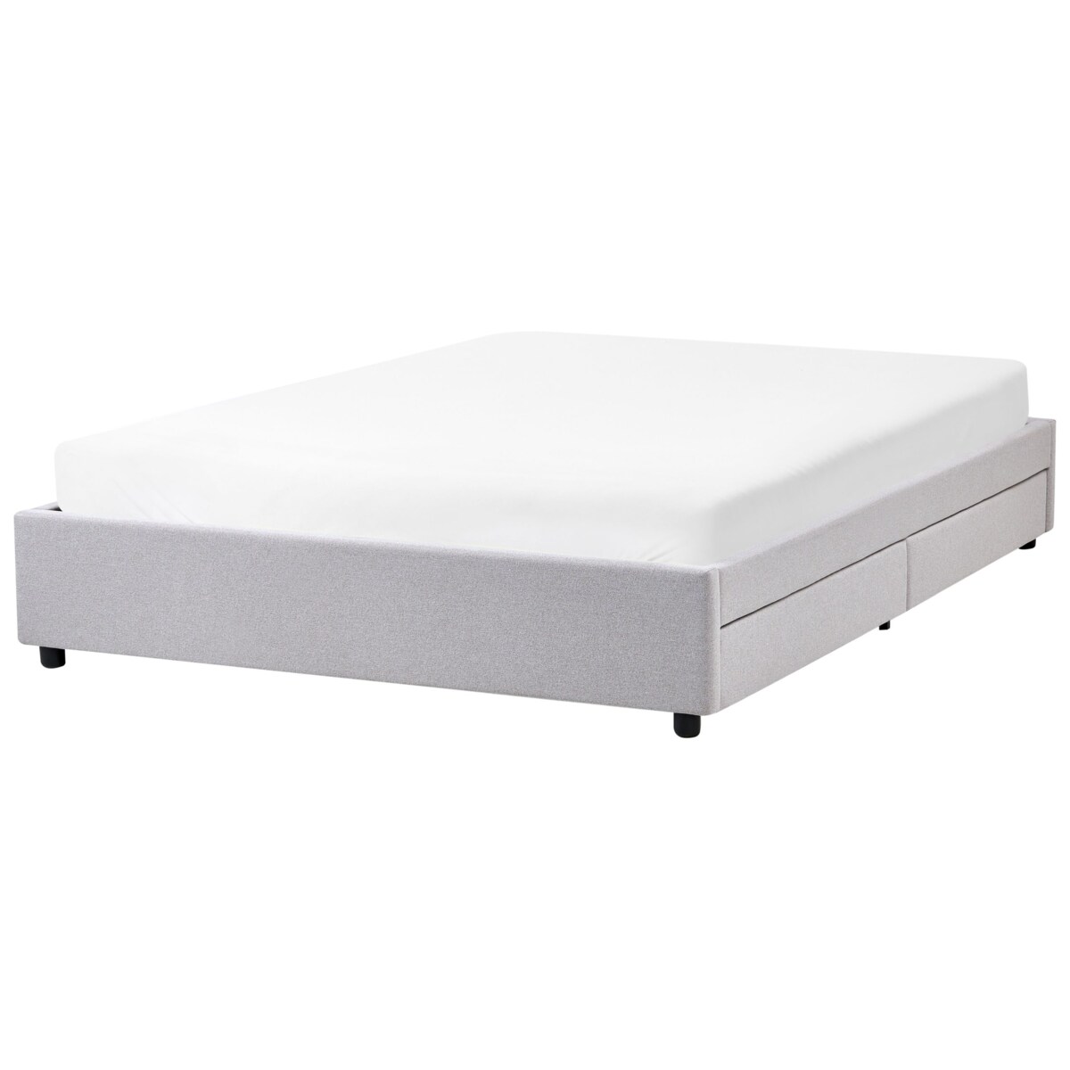 Łóżko z szufladami bez zagłówka PRADES 160 x 200 cm Jasnoszary