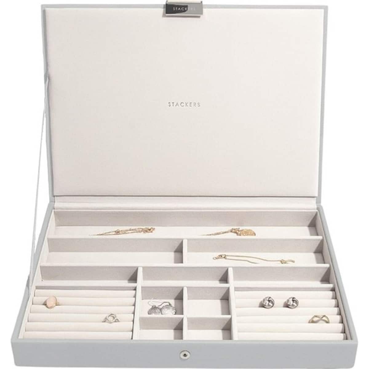 Szkatułka na biżuterię Stackers supersize kamienna szarość z pokrywką