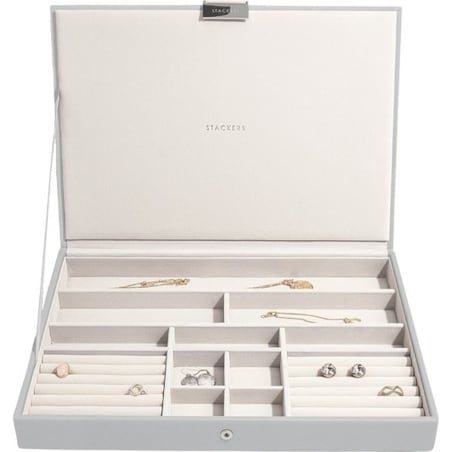 Szkatułka na biżuterię Stackers supersize kamienna szarość z pokrywką