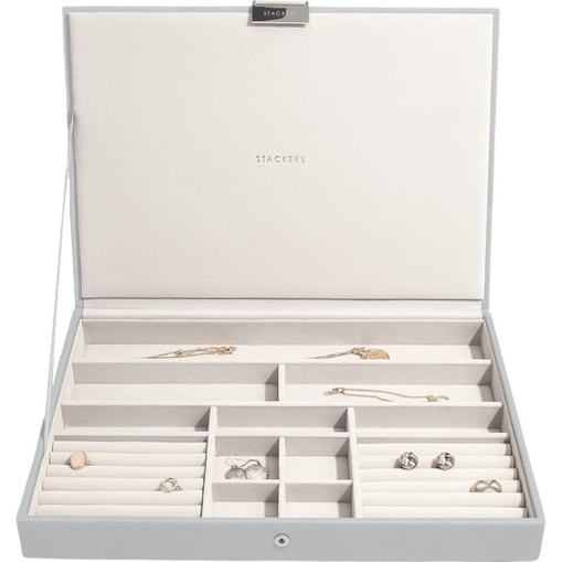 Szkatułka na biżuterię Stackers supersize kamienna szarość z pokrywką