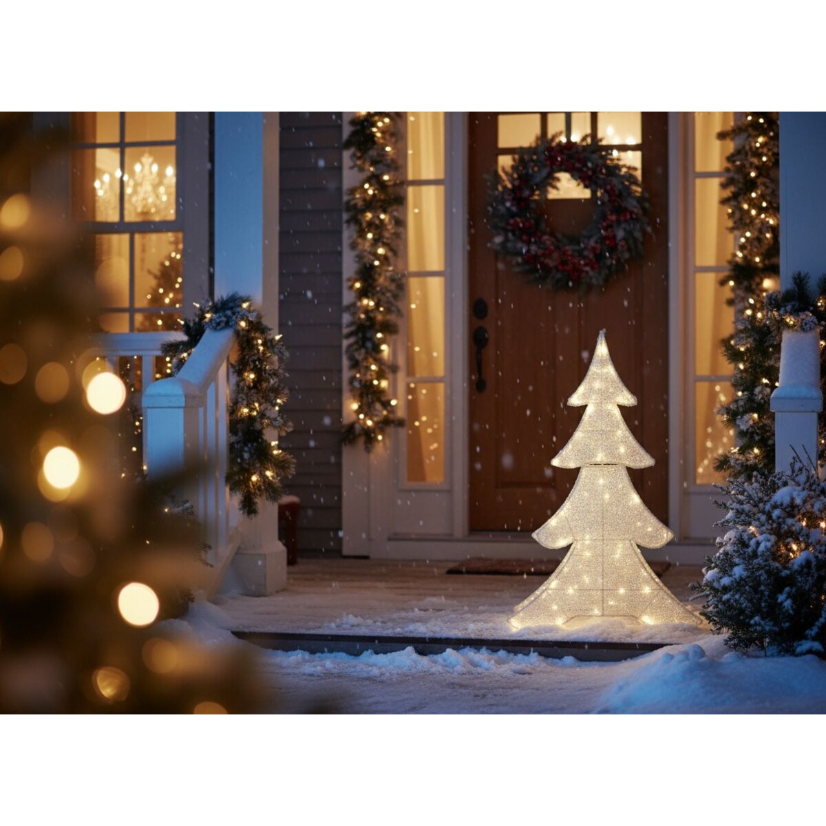 Dekoracja ogrodowa LED EDASJON Choinka 95 cm Biały