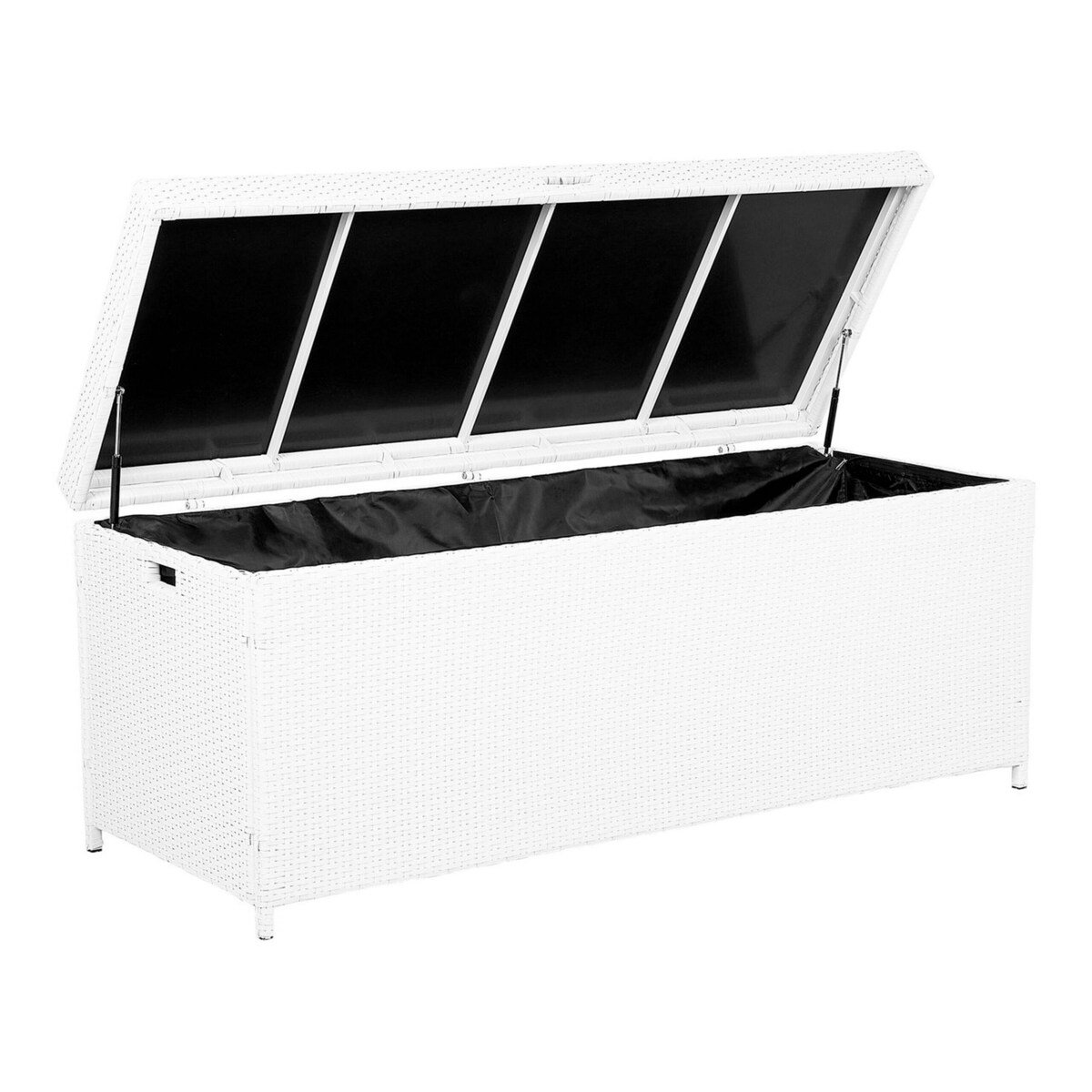 Skrzynia na poduchy z technorattanu biała 158 x 63 cm MODENA