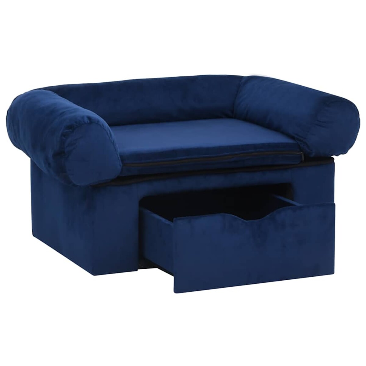 vidaXL Sofa dla psa, z szufladą, niebieska, 75x50x38 cm, pluszowa