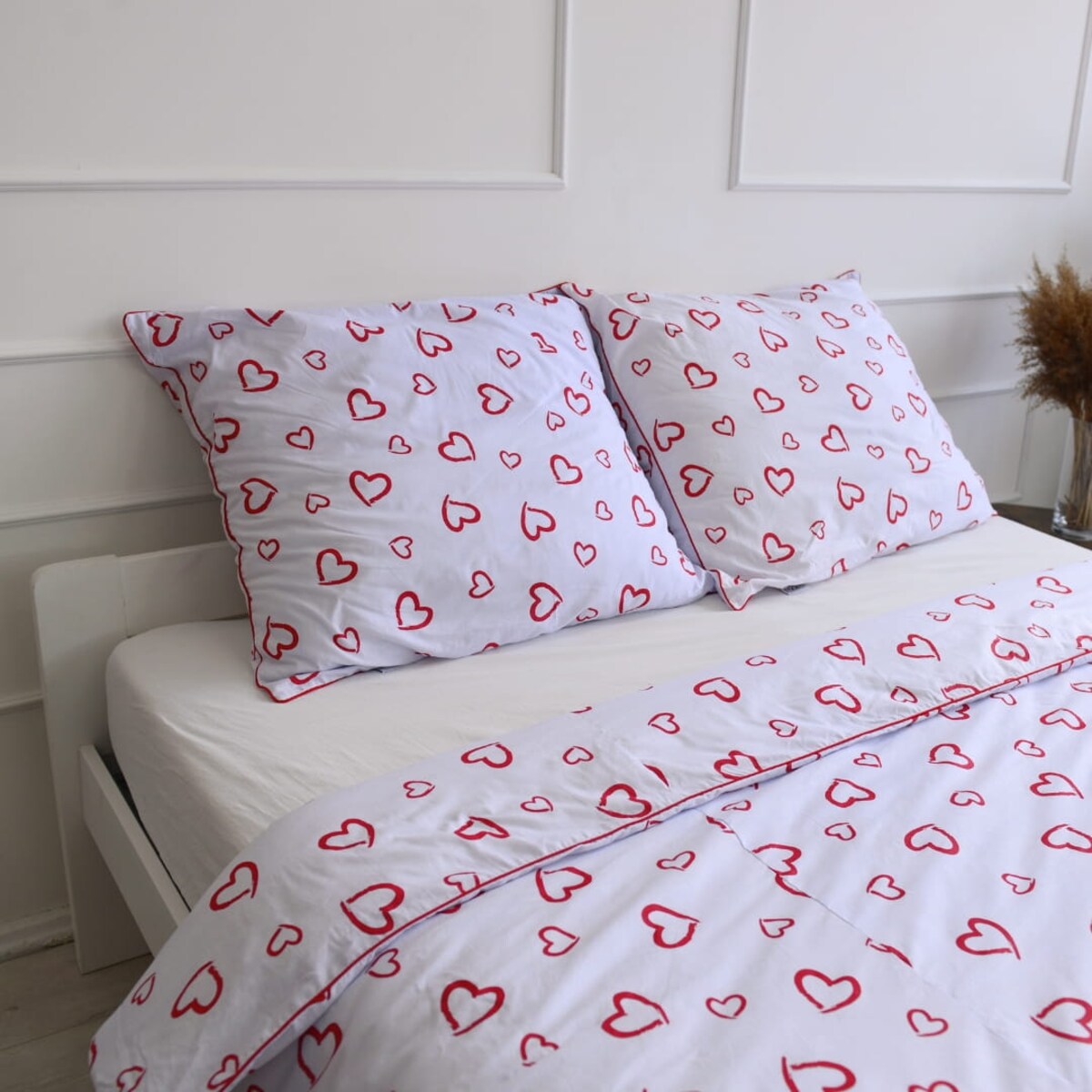 Pościel bawełniana serduszka 160x200 + 2x50x60