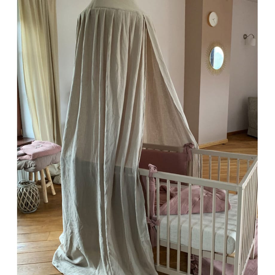 Lniany Zakątek – baldachim muślinowy sepia