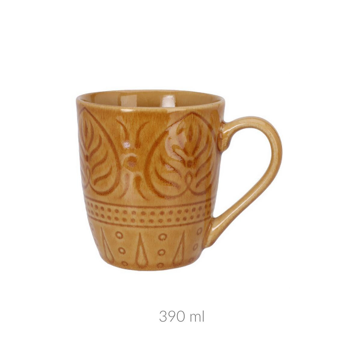 Ceramiczny kubek ze żłobionym wzorem, 390 ml