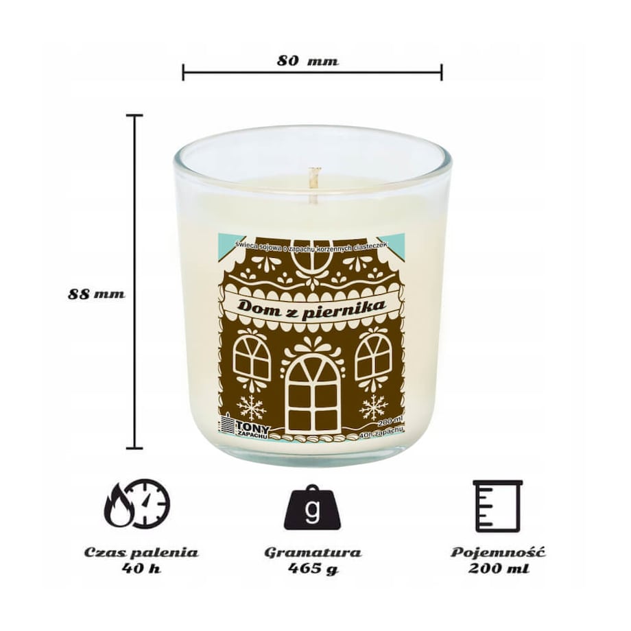 Naturalna świeca sojowa "DOM Z PIERNIKA". Gotowy prezent upominek na mikołaja święta gwiazdkę dla mamy kobiety dziadka dziewczyny babci żony koleżanki przyjaciółki niej niego