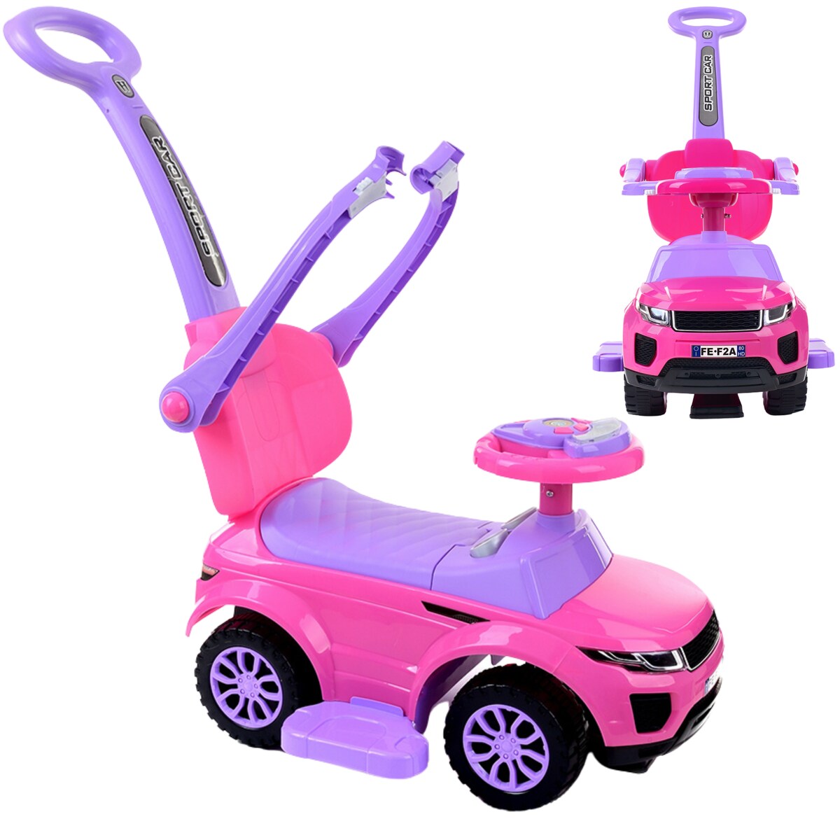 Jeździk FUNFIT KIDS różowy samochodzik dla dzieci pchacz 3w1 do 27 kg