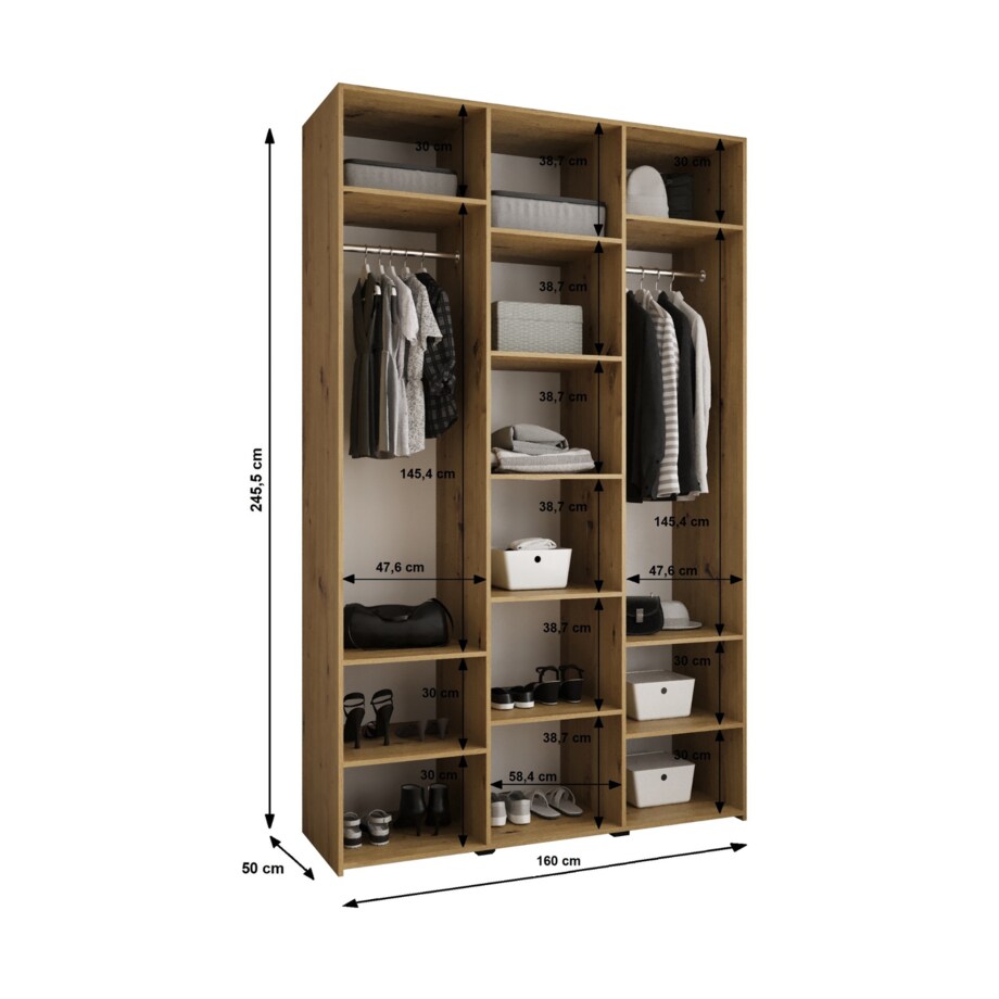 Szafa trzydrzwiowa Como 4 160 gł.50 kaszmir+czarny