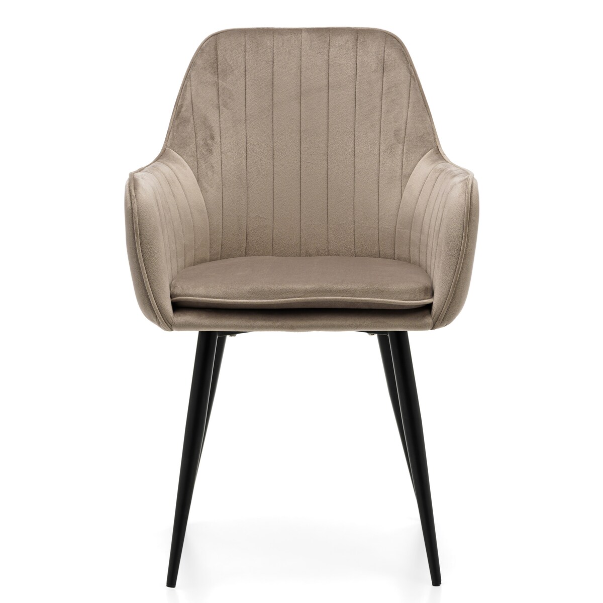 Krzesło tapicerowane EMILIA ciemnobeżowa welur salon jadalnia
