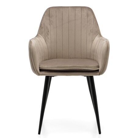 Krzesło tapicerowane EMILIA ciemnobeżowa welur salon jadalnia