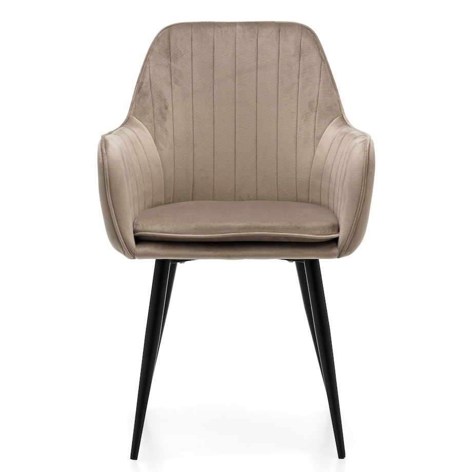 Krzesło tapicerowane EMILIA ciemnobeżowa welur salon jadalnia