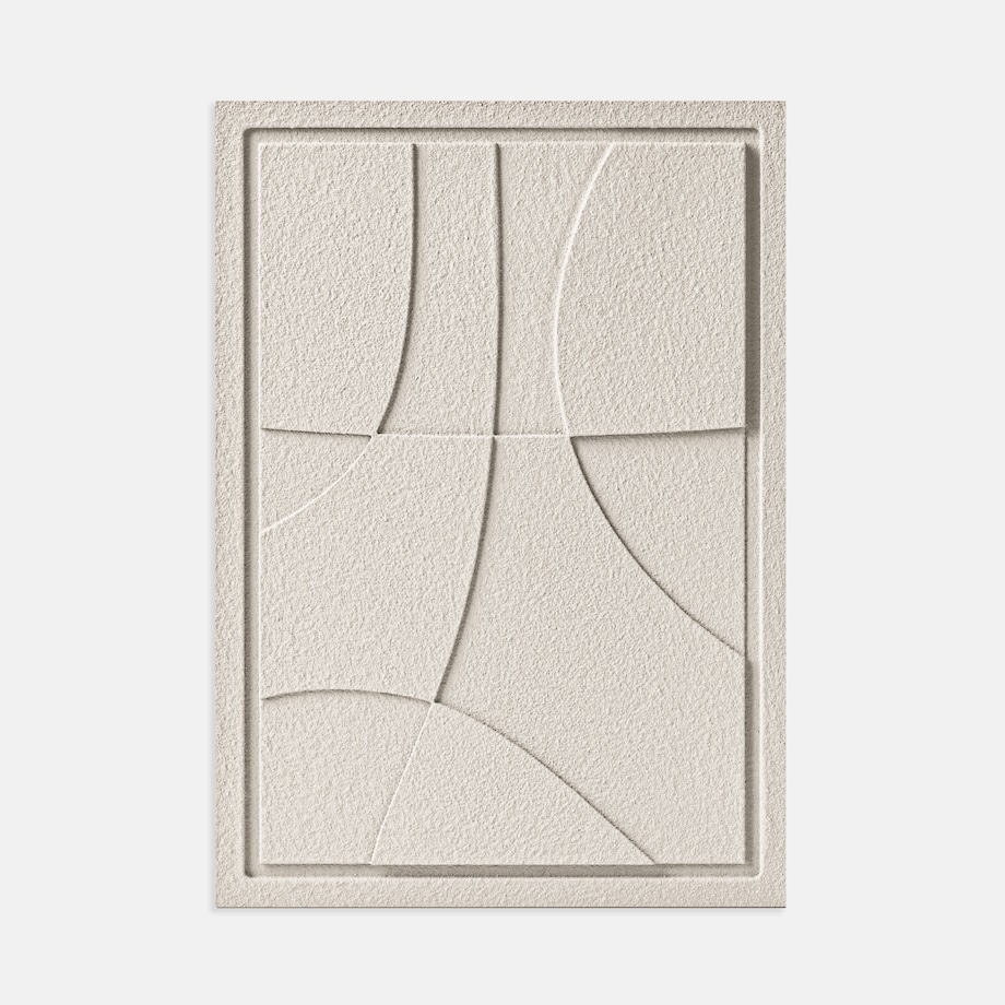 Obraz 3D 50x70cm Abstract III – Dekoracja Ścienna z Tynku Naturalnego, Natural Cream, Minimalistyczny Relief