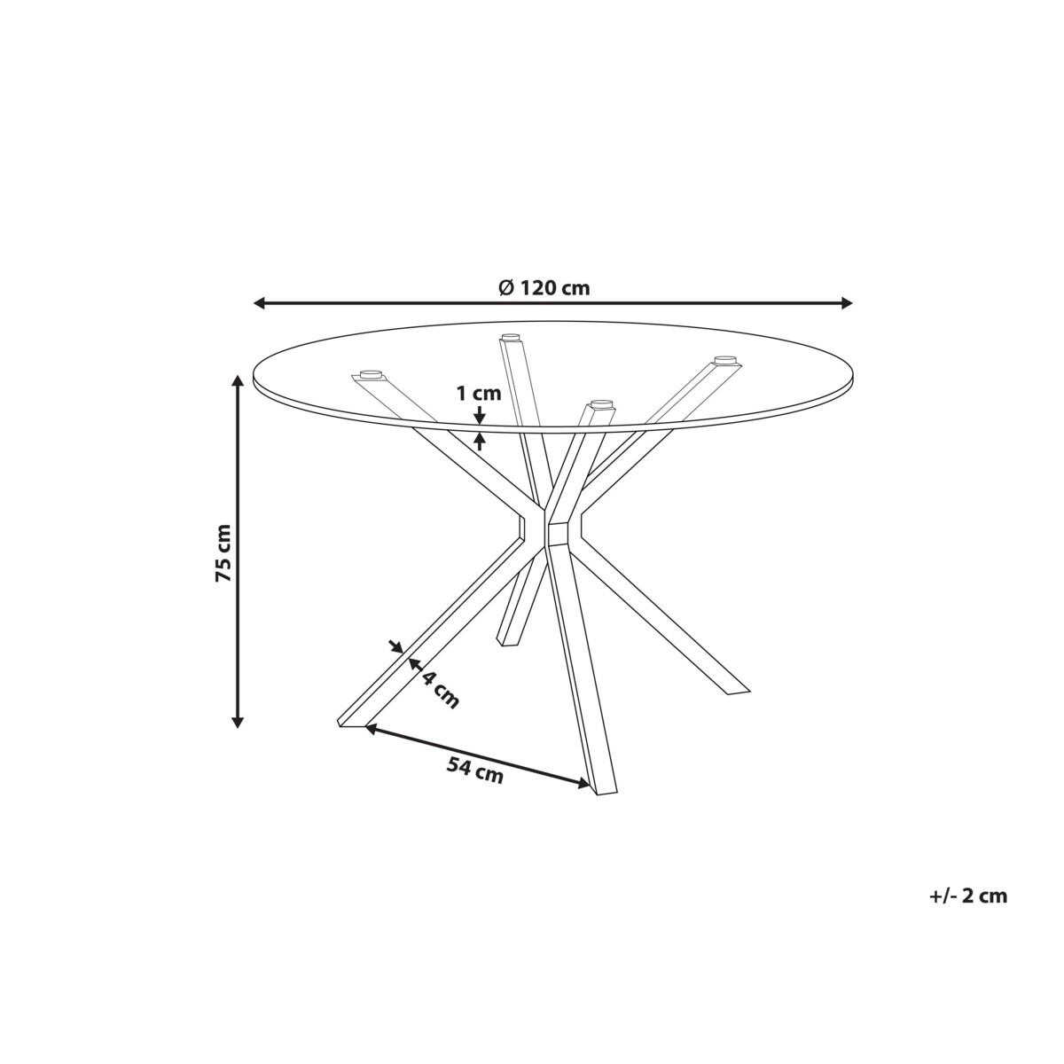 Stół do jadalni MESTON Czarny 120 cm Szkło hartowane