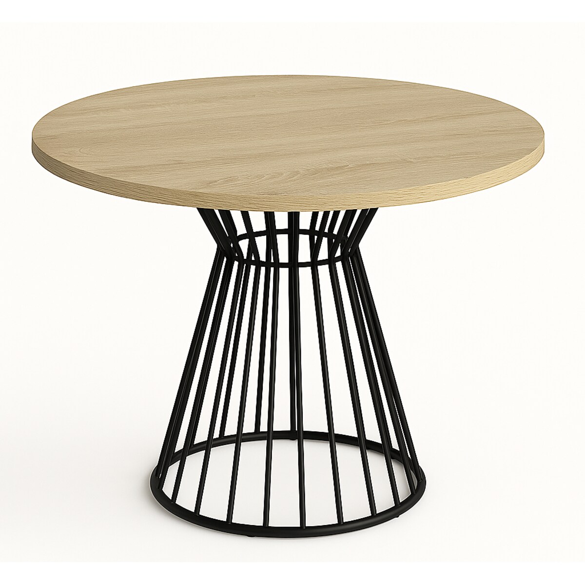 Okrągły stół Reo do salonu z metalową podstawą, blat 100 cm- dąb sonoma