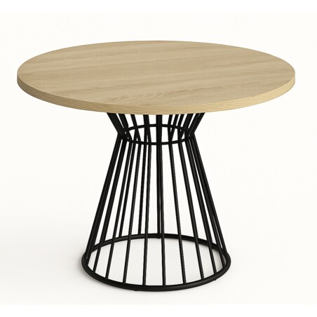 Okrągły stół Reo do salonu z metalową podstawą, blat 100 cm- dąb sonoma