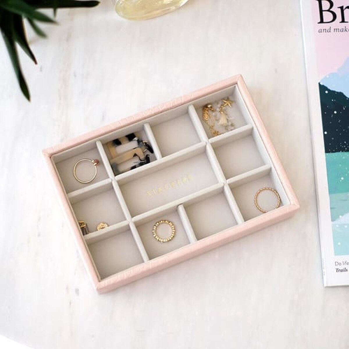 Szkatułka na biżuterię Stackers Croc 11 komorowa mini biała